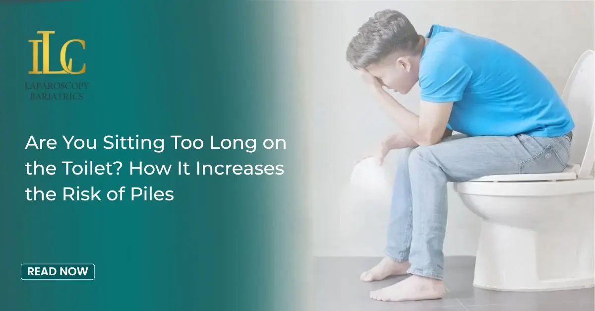 Man sitting on the toilet for a long time due to piles discomfort